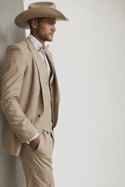 Western Suit - Trajes Para Hombres - Cowboy Formal Attire - Trajes De Novio - Sand