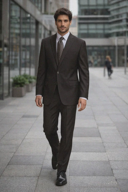 Classic 2PC 2 Button Pinstripe Color Brown Men's Suit