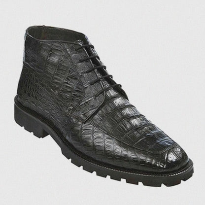 Los Altos White Genuine Caiman Crocodile Hornback Ankle Boots by Alligator Warehouse