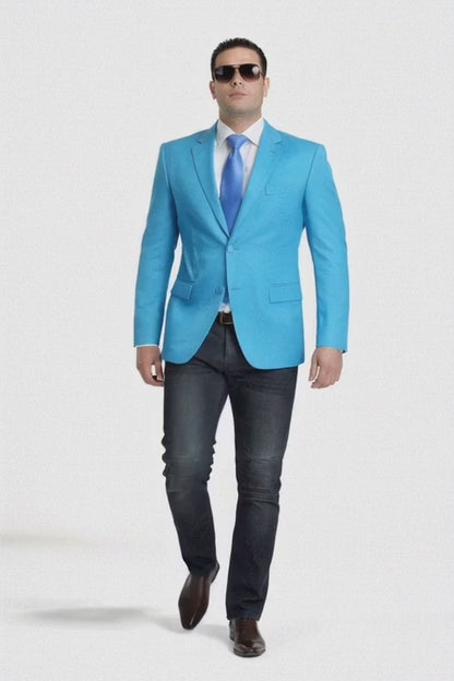 Men'S Aqua ~ Turquoise Color 2 Button 2 Piece Blazer