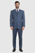 Three Button Suit - Classic Fit Pleated Pants - Mens 3 Button Texured Classic Fit Pleated Blue Pant Suit