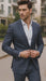 Men'S Navy 2 Button Suit Window Pane Blazer