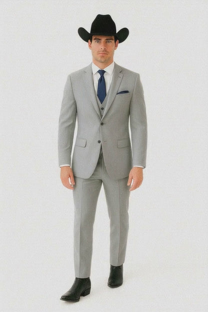 Western Suit - Trajes Para Hombres - Cowboy Formal Attire - Trajes De Novio - Light Grey