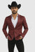 Men's Slim Fit Western Blazer Sport Coats Burgundy Sacos Vaqueros Para Hombre
