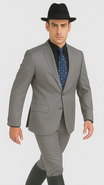 Designer Men's 2 buttons fully lined slim fit Gray suit