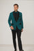 Men's Teal Blue Velvet Tuxedo with Black Satin Lapel and Bow Tie + Black Pants