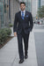 2TR Classic Fit - Executive Cut Poly-rayon Executive Pure Solid Dark Navy Suit Notch Collar Pleated Pants