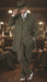 Mens Olive Green Pinstripe Zoot Suit – 1920s Gangster Vintage 3-Piece Suit for Formal and Themed Events