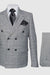 Men's Grey Glen Plaid Double-Breasted Suit – Classic Prince of Wales Check Two-Piece Set By Rossiman