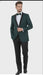 Men’s Green Tuxedo Suit – Slim Fit Jacket with Black Satin Shawl Lapel and Black Pants in Hunter Green