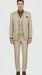 Khaki Plaid Suit - Vested Suit - 3 Piece Suits - Peak Lapel Suits - Windowpane Suit - 2 Button