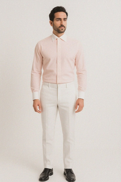 French Cuff Stylish  (10 Colors ) White Collar Two Toned Contrast Men's Dress Shirt