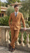 Men’s Vitali Brand Rustish Orange Brown Copper Color Double Breasted Slim Fit Suit