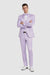 Graduation Suit - Men's One Button Vested Shiny Satin Sharkskin Prom & Wedding Party Suit in Lavender