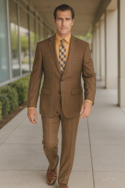 Renaissance Collection - Regular Fit 3 Piece Suit Chestnut Modern Fit