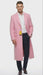 Men’s Pink Wool Blend Long Overcoat – Slim Fit Tailored Winter Coat - Carcoat - Topcoat