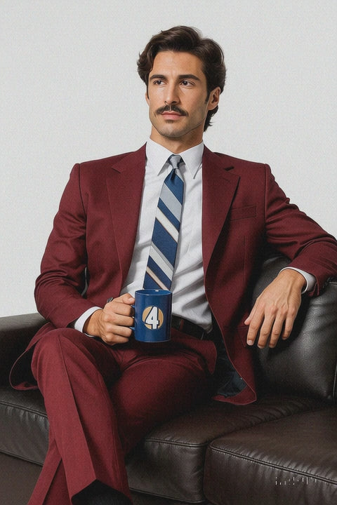  Light Burgundy Color Vested Suit