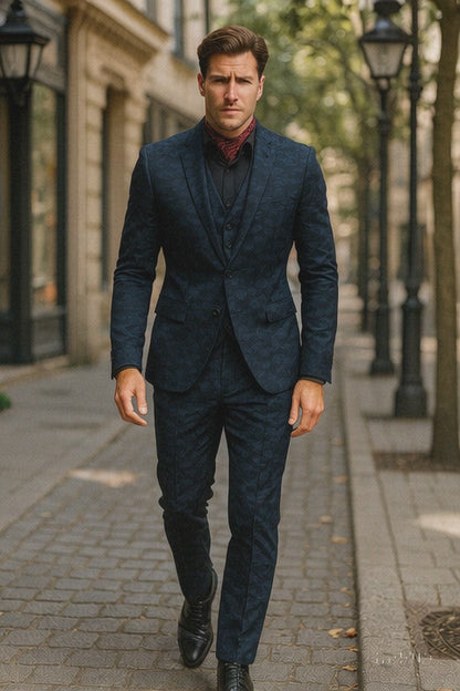 Mens Slim 3 Pieces Black Suit