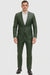 Mens Olive Slim Fit Faux Leather Suit – 1 Button Notch Lapel