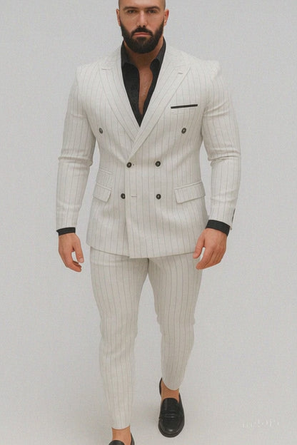 White Suits With Black Pinstripe - 1920's 1940's Dress Suit
