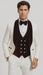 Wedding Tuxedo - Groom Suit - White and Burgundy Prom Suit