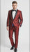 Men’s Shiny Burgundy Satin Tuxedo Jacket with Black Shawl Lapel | Formal Wedding & Prom Blazer - Sharkskin Fabric