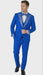 Men’s Bright Royal Blue and White lapel  Embellished Tuxedo Suit –  3-Piece Formal Wedding, Prom, and Gala Outfit
