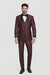 Burgundy Shiny Tuxedo Vested Suit - Sateen Sharkskin Fabric Groom Suit