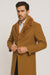 Men's Wool and Overcoat With Fur Collar Full Length 48 Inches Camel