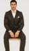 Men's  Brown Slim Fit Sharkskin Shiny Vested 3 Piece Suit