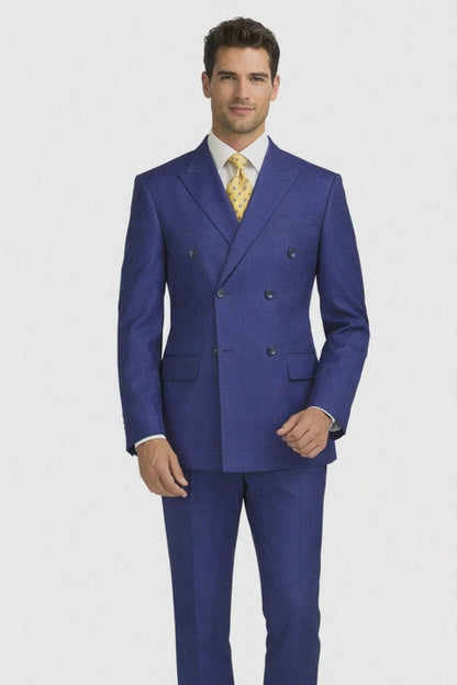 Tiglio Double-Breast Black, Grey, or Navy Wool Suit Modern Fit