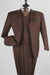 Three Button Suit - Classic Fit Pleated Pants - Mens Classic Fit 3 Button Vested Single Pleated Coco Brown Pant Suit