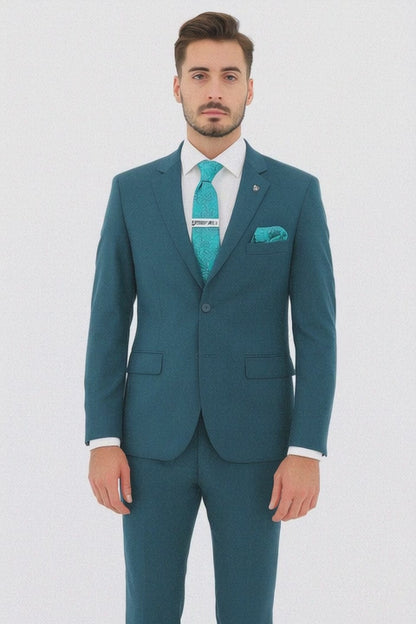 Men's Two Button Teal Suit