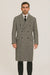 DBCoat Men's Dress Coat Double Breasted Black ~ White Six Button Gray Herringbone Tweed Overcoat Full length