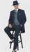 Mens 1920s Navy Blue Zoot Suit – Vintage Gangster 3-Piece Long Jacket Suit Classic Fit Pleated Pants
