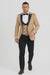 Mens One Button Peak Label Suit Tan