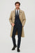 Mens Beige Trench Coat – Classic Long Overcoat with Button Front - Raincoat in Khaki Color