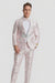 Mens Fancy Pink Floral Paisley Prom Tuxedo with Silver Trim