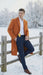Men’s Orange - Rust Wool Blend Long Overcoat – Topcoat Carcoat Topcoat