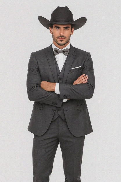 Western Suit - Trajes Para Hombres - Cowboy Formal Attire - Trajes De Novio - Slim Fit - Gray