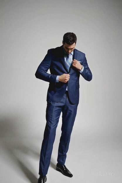 Giorgio Fiorelli Black and French Blue Two-Button Suit Modern Fit