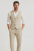 Five Button Besom pocket Men's Tan Chambray Slim Fit Suit Separates Vest