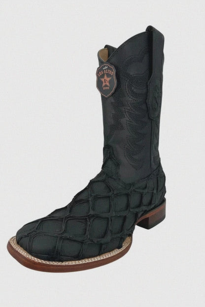 Los Altos Men's Black Matte Pirarucu Wide Square Toe Boot