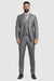 Men'S Two Button Vested Shiny Flashy Metallic Light Grey Slim Fit Suit