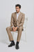 Beige Men's Classic Fit 2 Button  Suit