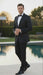 Men’s Black Textured Paisley floral Tuxedo Suit – Premium Slim Fit Formal Wedding, Prom, with Bowtie