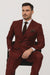 Double Breasted Slim Fit Suit - Burgundy Suit - Tapred Fit Pants