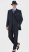 Men’s 1920s Navy Blue Zoot Suit with Fedora Hat and Wingtip Shoes – Classic Gangster 3-Piece Long  - Classic Fit Pleated Pants