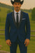 Authentic Braveman Men's Two Buttons Solid Blue Suit Regular Fit