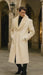 Men’s Ivory - Cream - Off White Full-Length Overcoat with Luxurious Faux Fur Shawl Collar – Winter Dress Coat